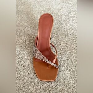Amina Muaddi Rhinestone Sandals - Tan